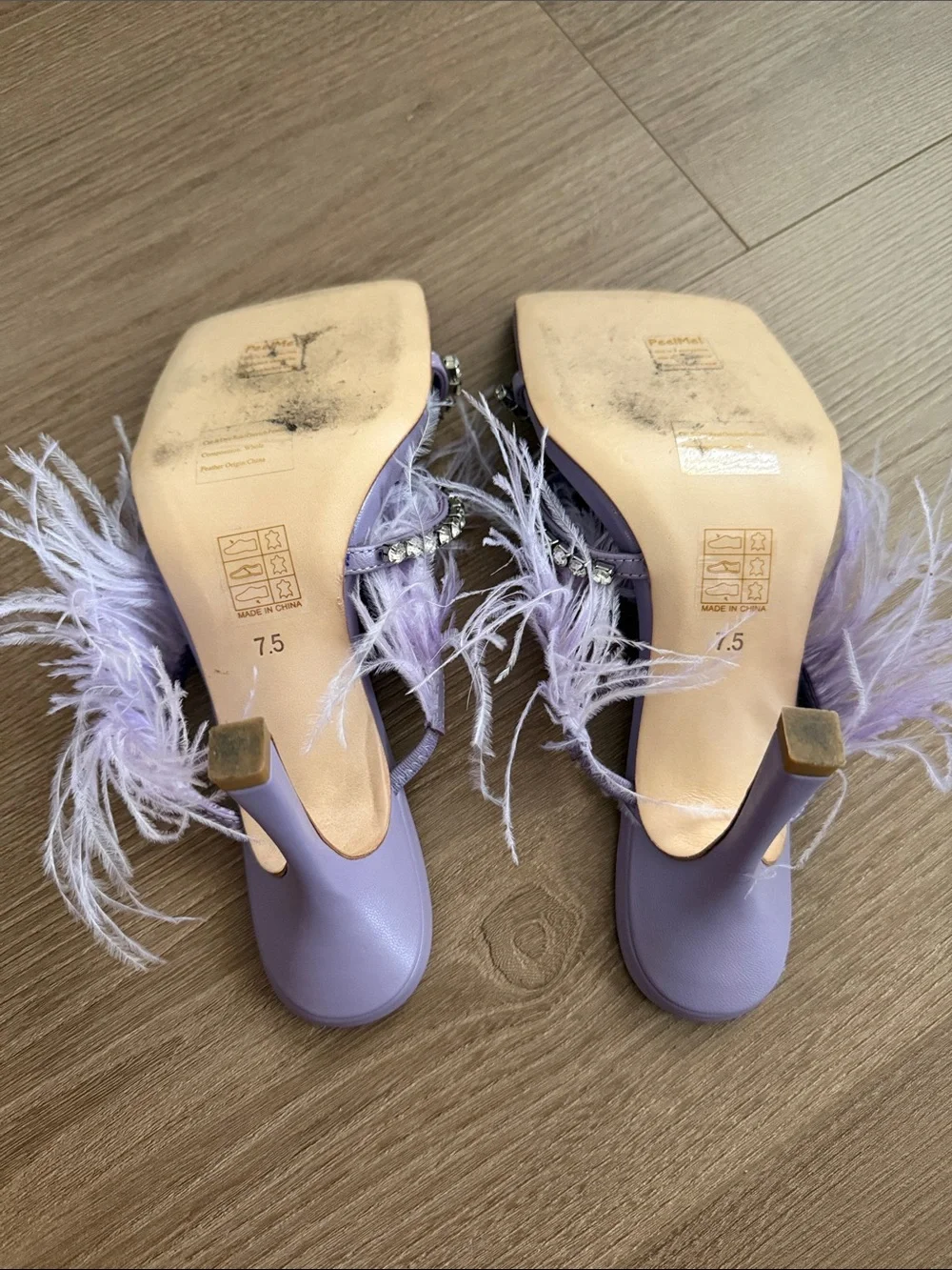 Song of Style Lavender Feather & Crystal Slide Mules - Picture 4 of 7